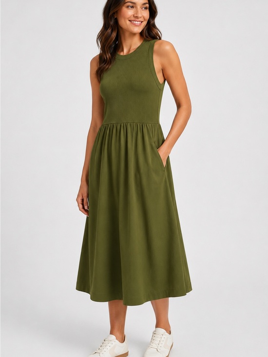 Old Navy Dresses & Skirts - Old Navy Fit & Flare Combination Midi Dress Nori Seaweed L